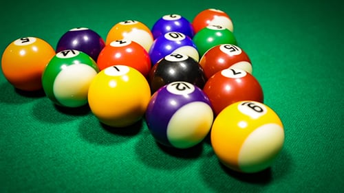 Billiard Balls On Green Baize