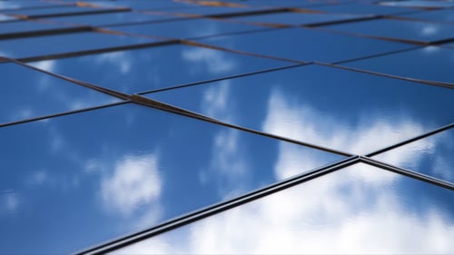 Abstract Reflective Grid with Moving Sky Reflection Loop