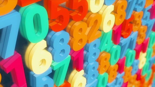 Dynamic Colorful 3D Numbers Wall Loop Background