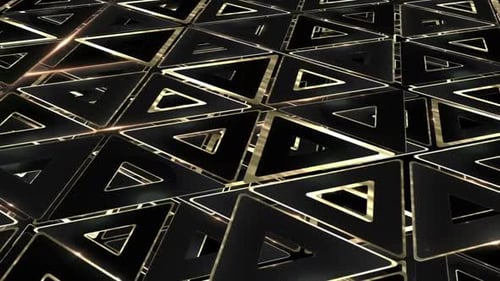 Luxury Golden and Black Geometric Triangles Loop Background