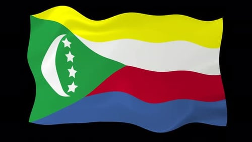Komoren wehende Flagge Animierter schwarzer Hintergrund