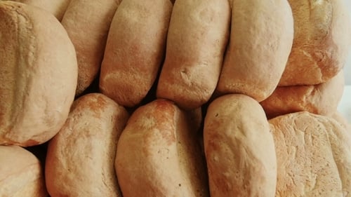 Freshly Baked Loaves of Bread in Close Up