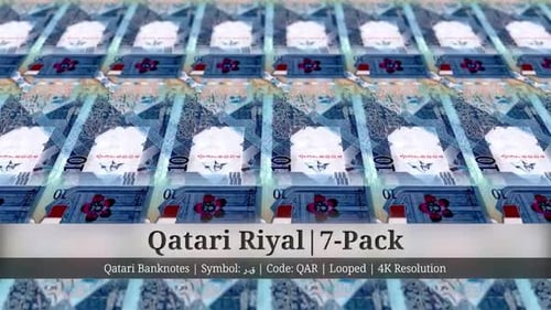Qatari Riyal | Qatar Currency - 7 Pack | 4K Resolution | Looped