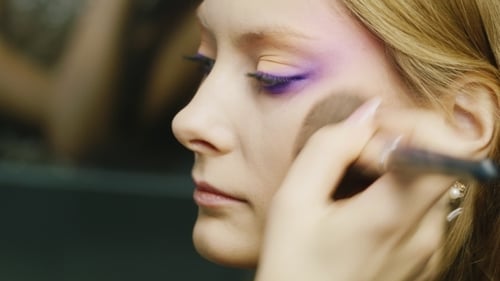Beautiful Woman Applied Make-up Brush