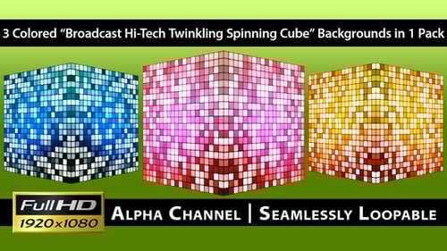 Dynamic Pixel Cube Animation with Glowing Geometric Squares