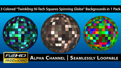 Twinkling Hi-Tech Squares Spinning Globe - Pack 02