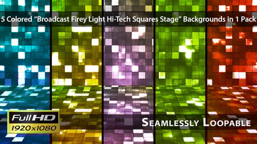 Broadcast Firey Light Hightech Squares Stage — Pack 01