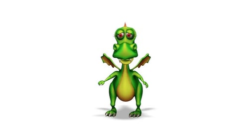 Animated 3D Cartoon Green Dragon Flying and Jumping