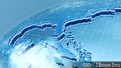 Futuristic Digital Earth Map Animation with Global Connectivity Lines