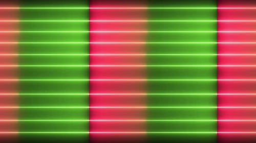 Pulsing Red Green Neon Lines Abstract Background Loop