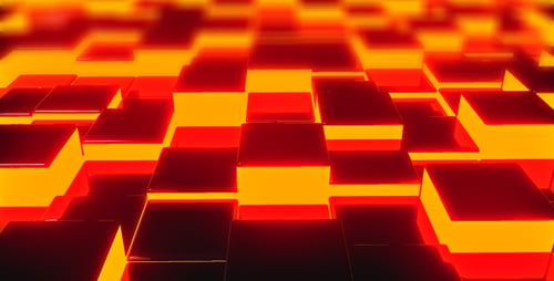 Abstract Pulsating Geometric Grid Background in Red and Orange