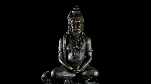 Bronze Statue Seated in Prayer with Smoke
