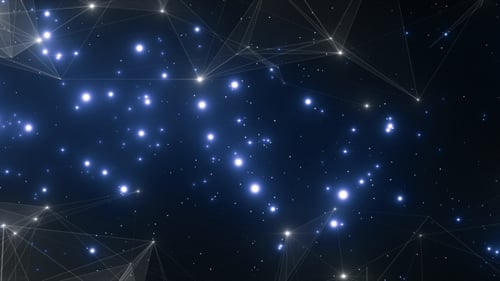 Abstract Particles Network Background with Changing Colors Loop