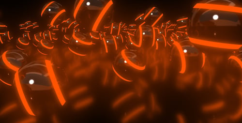 Glowing Orange Spheres Abstract Neon Looping Background