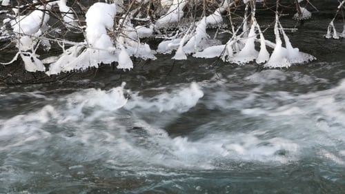 River In Snowy Forest