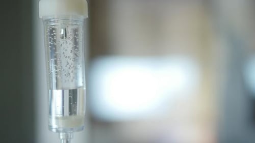 Intravenous IV Drip in Hospital Close Up