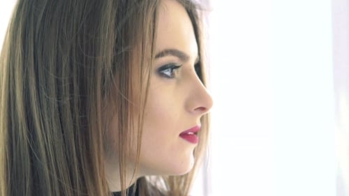 Beautiful Woman Profile with Stylish Makeup and Hair