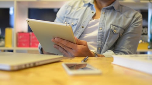 Working Relax in Office on Tablet