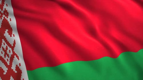 Waving Belarus Flag with Traditional Ornamental Pattern Loop