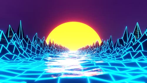 Animation im Sonnenuntergangsstil der 80er | Synthwave-Retro-Ästhetik | 4K