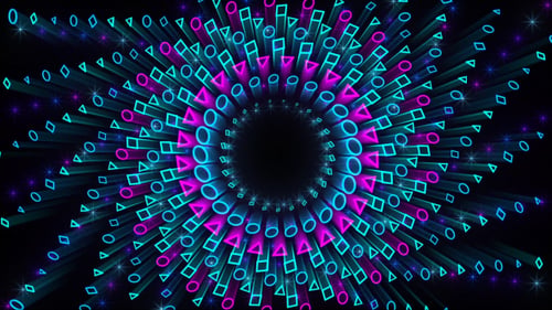 Glowing Neon Geometric Tunnel Loop Background