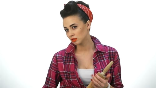 Woman with Rolling Pin Posing on White Background