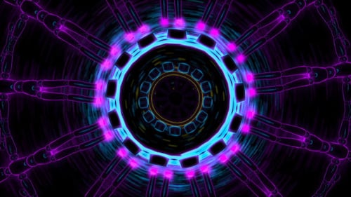 Abstract Glowing Neon Tunnel Vortex Loop Background