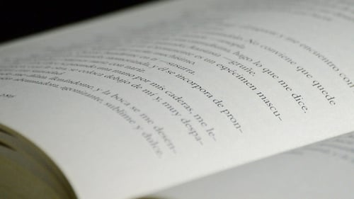 Seite des offenen Buches im Detail rotierend