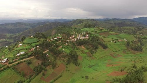 Aerial view of a village in Uganda
