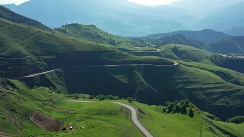 Aerial View of Road in Mountains