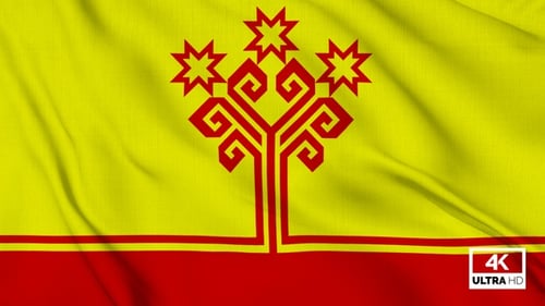 Waving Flag Animation with Stylized Tree and Star Symbol