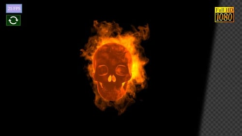 Animated Burning Skull with Fire Effect for Halloween