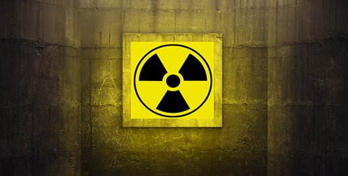 Animated Radioactive Hazard Symbol in Dark Concrete Environment
