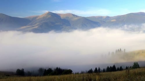 Foggy Mountain Landscape. Nature