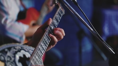 Bouzouki and Guitar Players Performing Live Music
