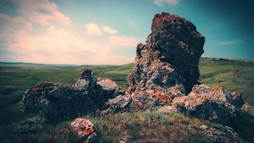 4K green hills, maritime bay. timelapse.