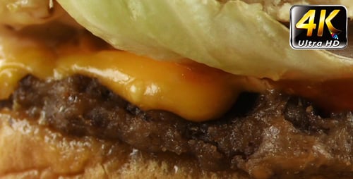 Close Up of Cheeseburger With Lettuce and Cheese