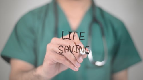 Medical Professional Writing Life Saving Message
