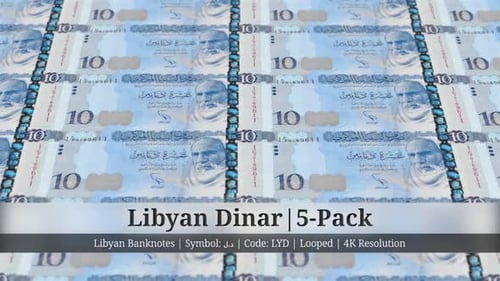 Dinar libyen | Monnaie libyenne - Pack de 5 | Résolution 4K | En boucle