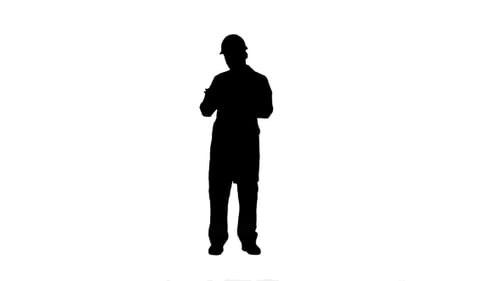 Silhouette Building Architect Master Engineer Looking Paper Plan Under Development Area Track Matte.