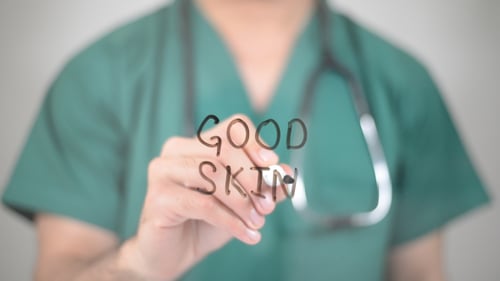 Medical Professional Writes Good Skin Message