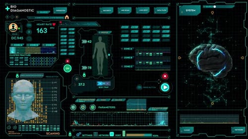 Futuristic Medical Diagnostic Interface with Brain and Body Scan