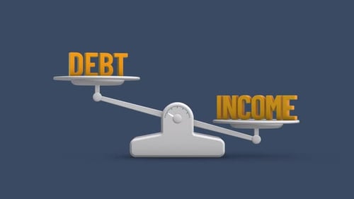 Animated Balance Scale Comparing Debt and Income Concepts