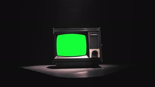 Vintage Tv Television Green Screen. (UHD)