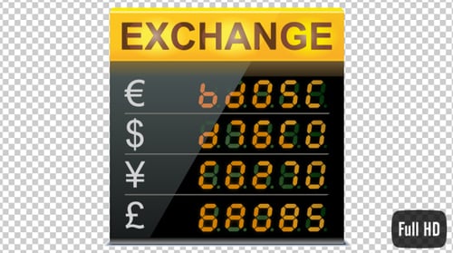 Animated Digital Currency Exchange Board with Fluctuating Rates