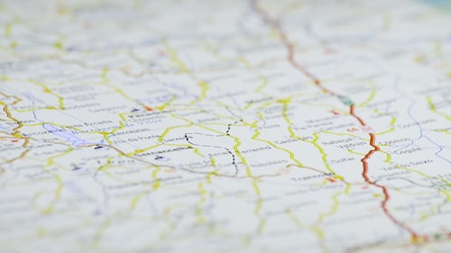 Moving Close Up of a Detailed City Map