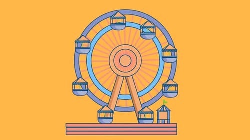 Flat Design Animated Ferris Wheel Loop