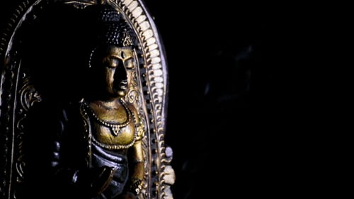 Buddha Image Praying Rotating in Black Background