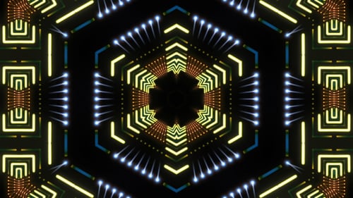 Abstract Neon Geometric Kaleidoscope Tunnel VJ Background Loops Pack