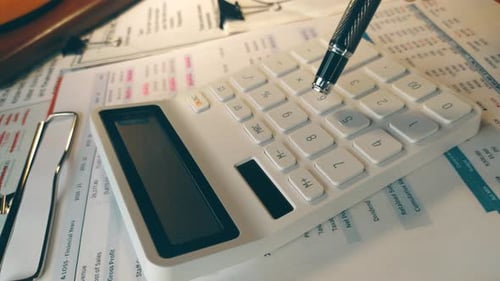 Business Concept Close White Calculator Accountant Counts Financial Indicators of a Large Company